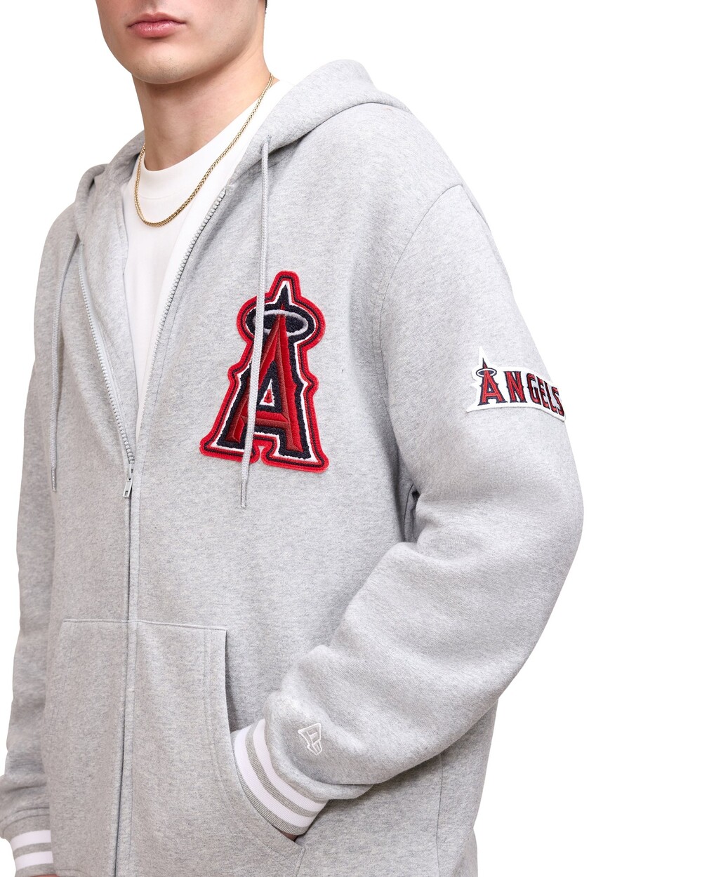 New Era Los Angeles Angels Gray Logo Select Full-Zip Hoodie - Size S